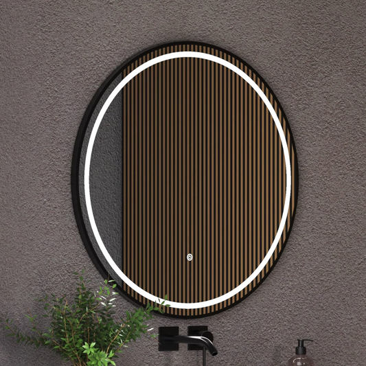 Espejo con luz LED y marco negro - Circular 80 cm -3 tonos de luz regulables