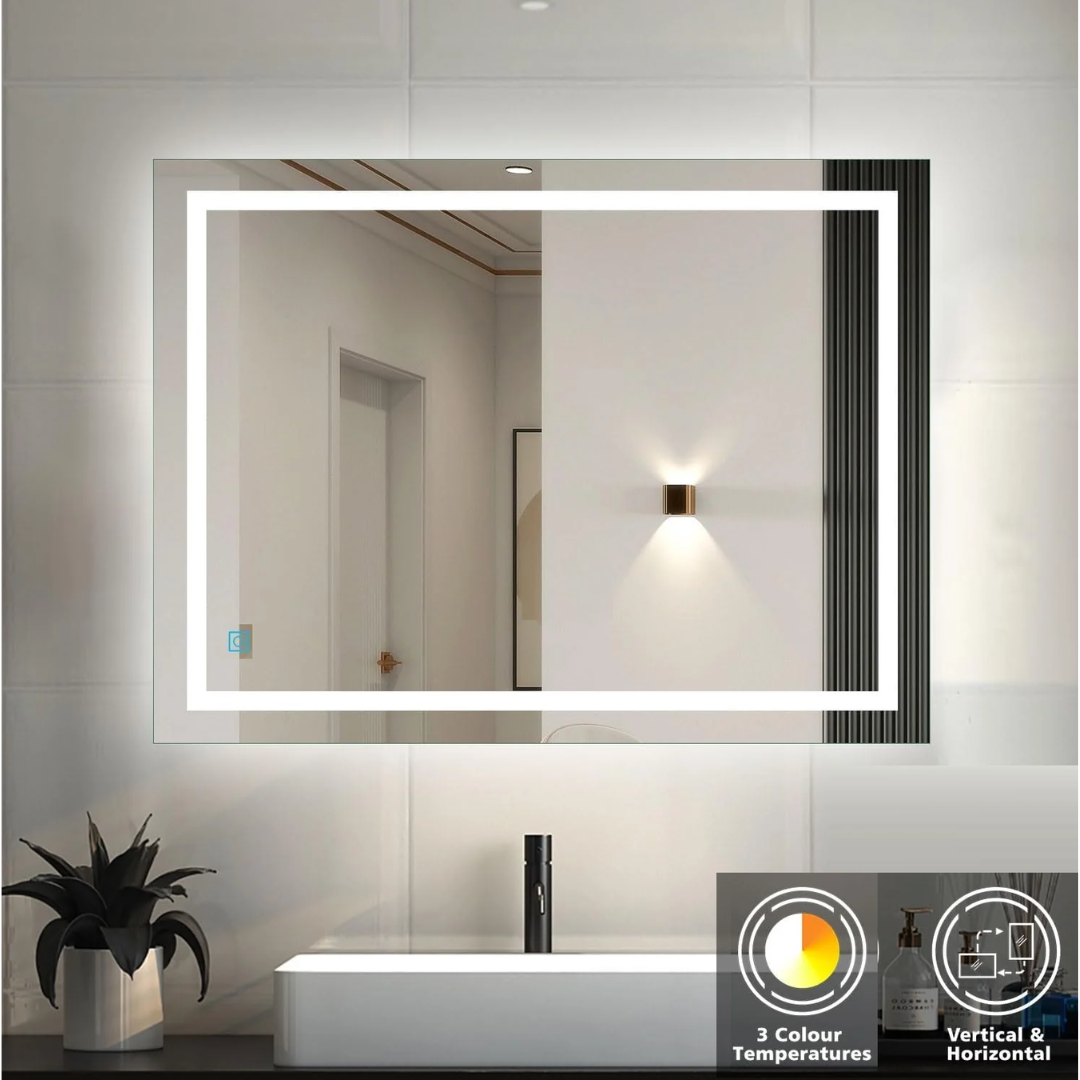 Espejo con luz LED rectangular con 3 tonos de luz