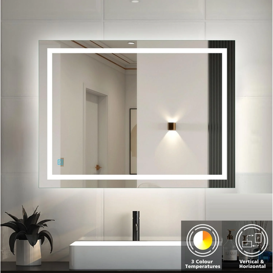 Espejo con luz LED - Rectangular 80 x 60 cm - 3 tonos de luz