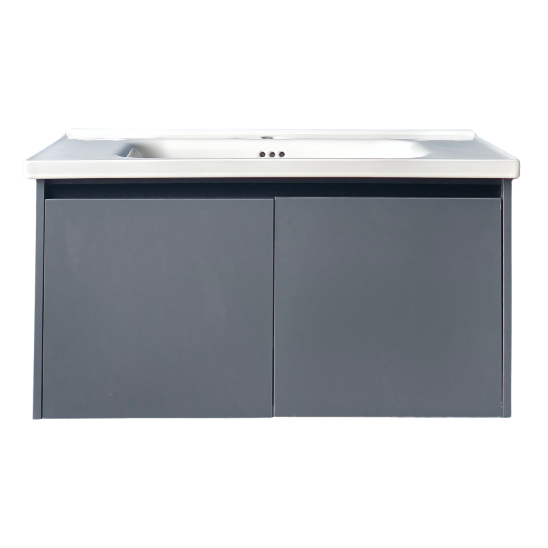 Mueble de lavamanos gris oscuro – 81 × 48 × 43 cm