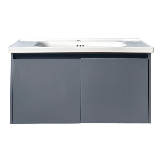 Mueble de lavamanos gris oscuro – 81 × 48 × 43 cm