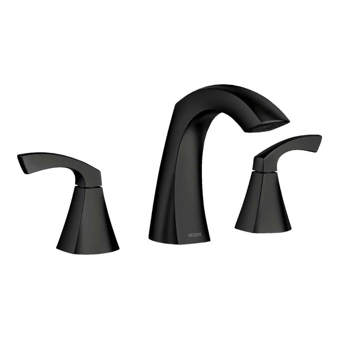 Grifo doble para lavamanos Moen Lindor en acero inoxidable negro - Doble temperatura