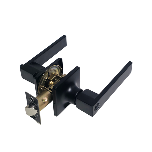 Cerradura tipo palanca sin llave en acero inoxidable negro mate