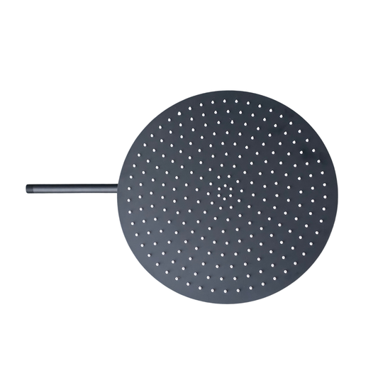 Regadera de ducha redonda 16" ultradelgada en acero inoxidable negro con tubo de 40 cm