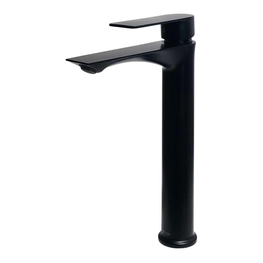 Grifo monomando alto para lavamanos Bolonia en acero inoxidable negro - Doble temperatura