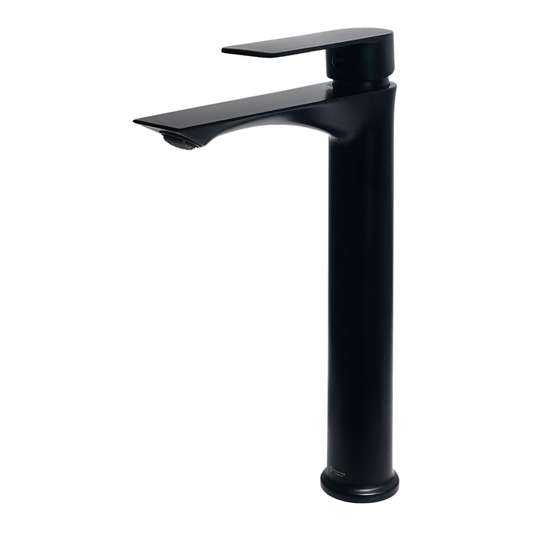 Grifo monomando alto para lavamanos Bolonia en acero inoxidable negro - Doble temperatura