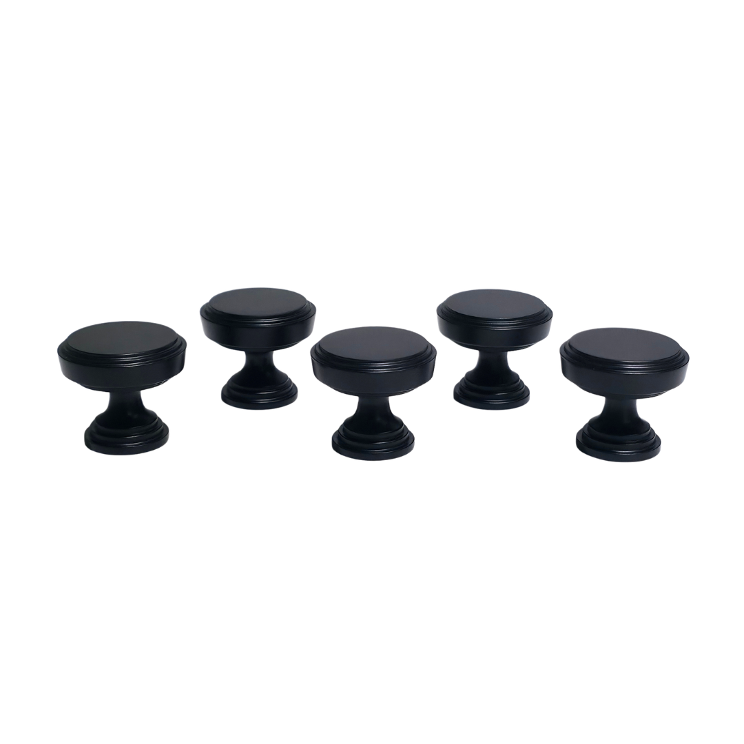 Set de 5 tiradores de pomo redondo negro