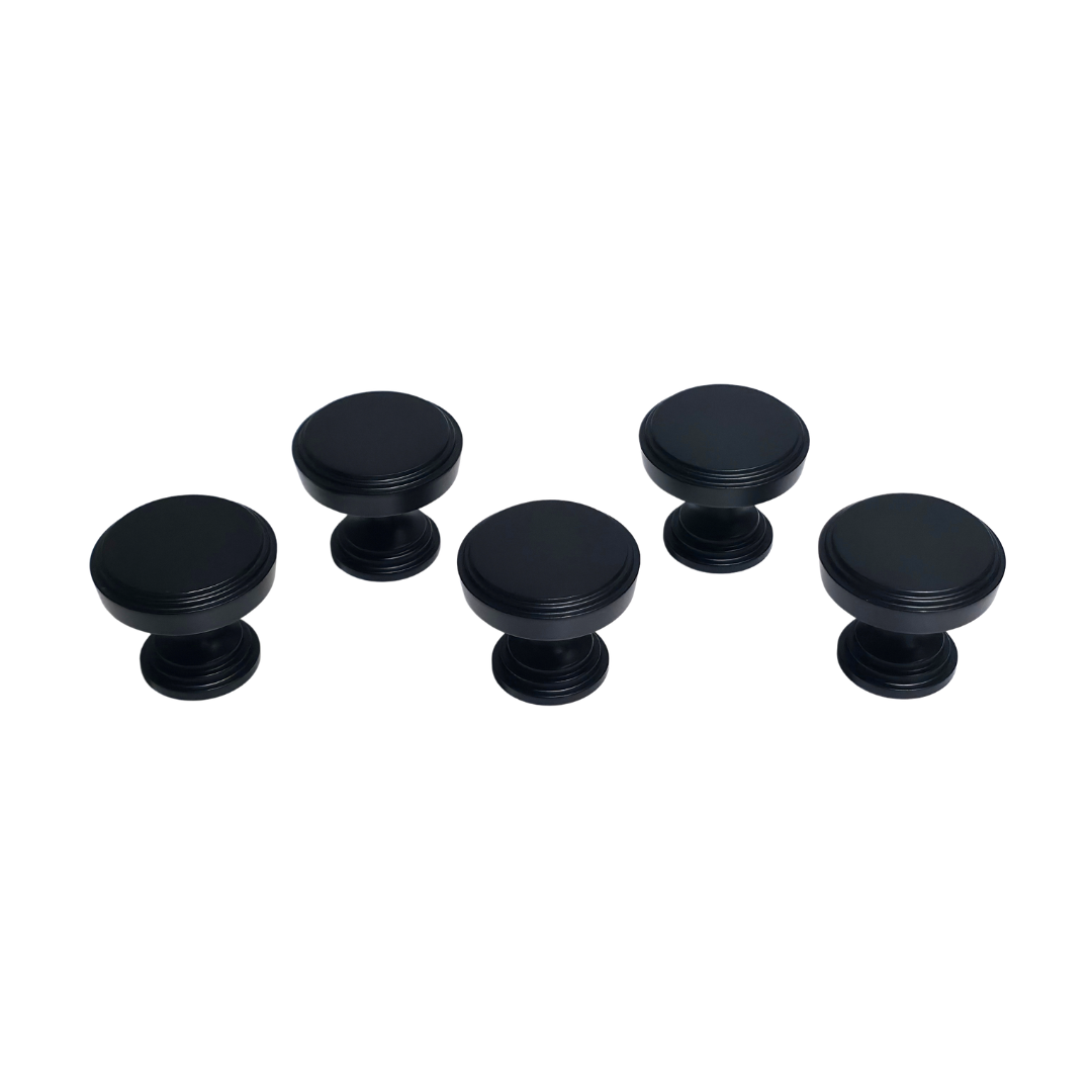 Set de 5 tiradores de pomo redondo negro