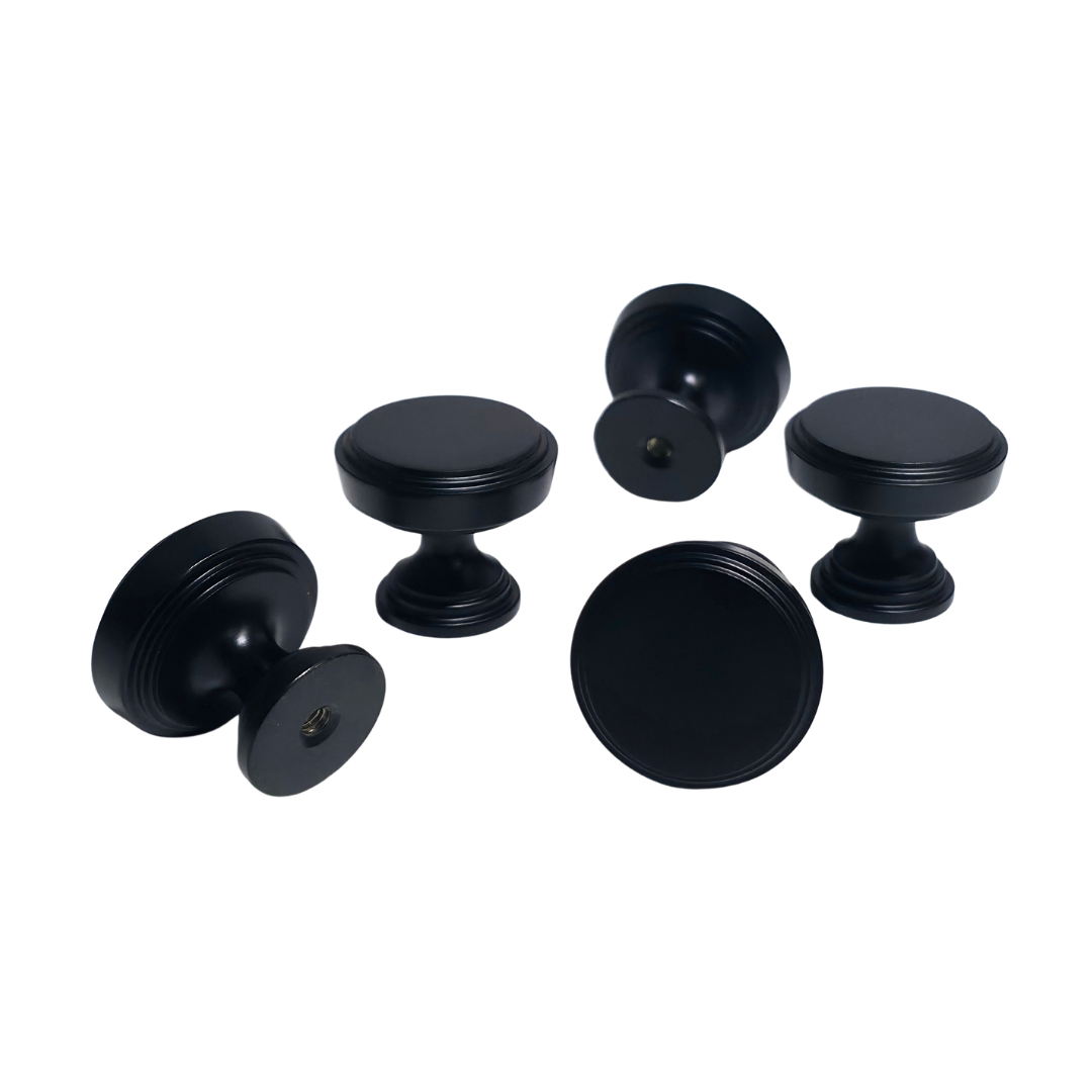Set de 5 tiradores de pomo redondo negro