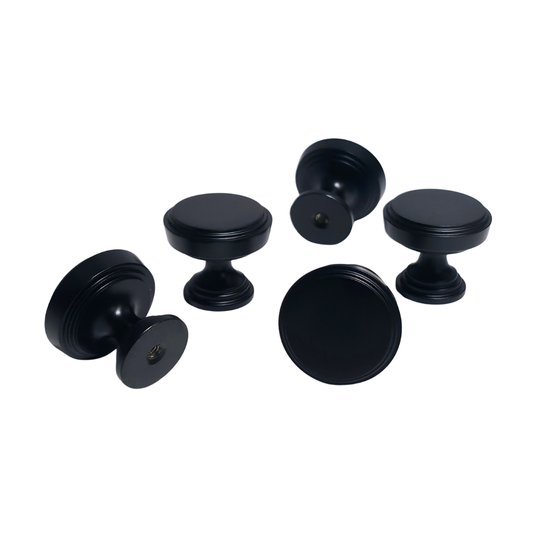 Set de 5 tiradores de pomo redondo negro
