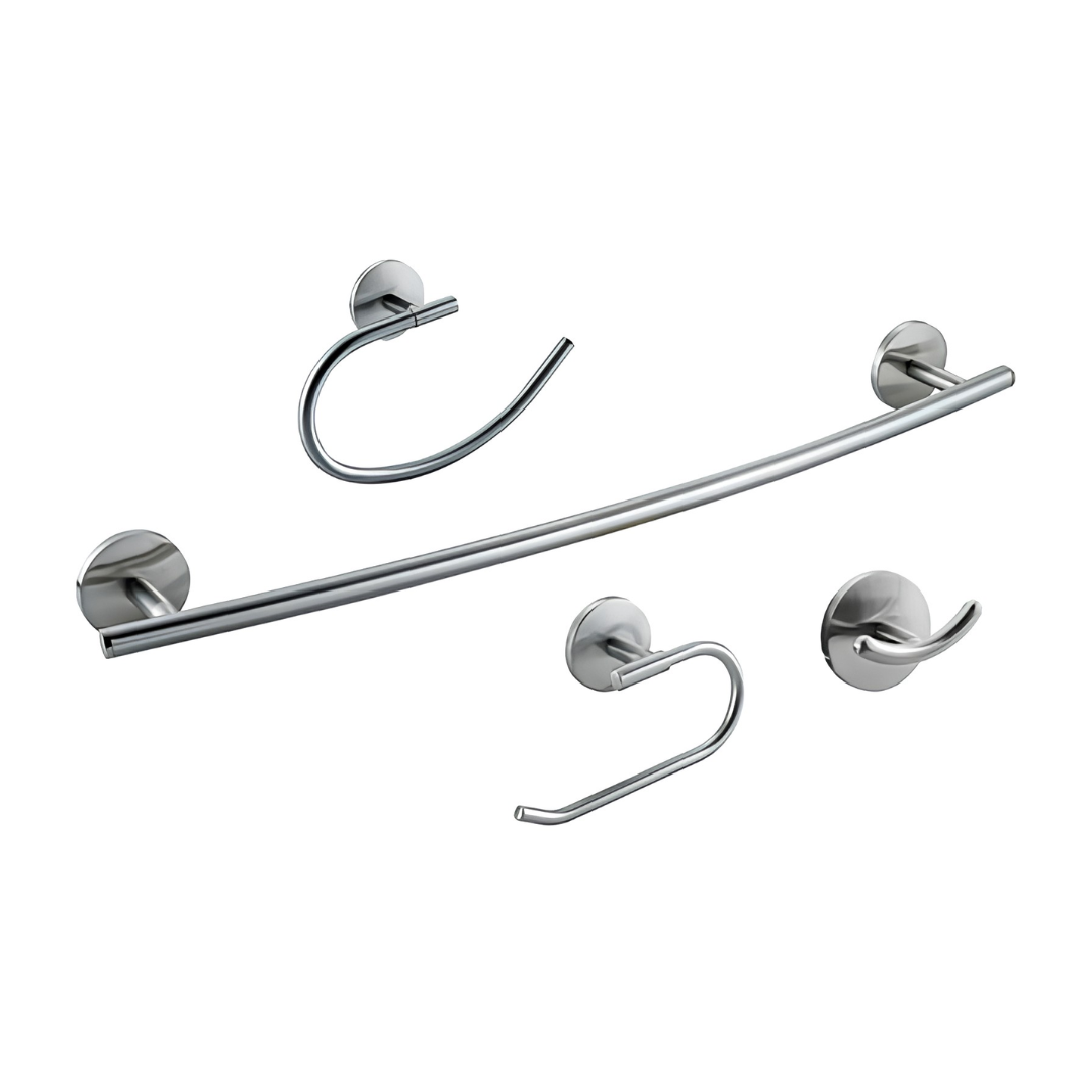 Set de 4 accesorios para baño en acero inoxidable satinado