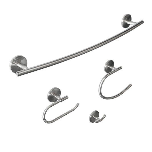 Set de 4 accesorios para baño en acero inoxidable satinado