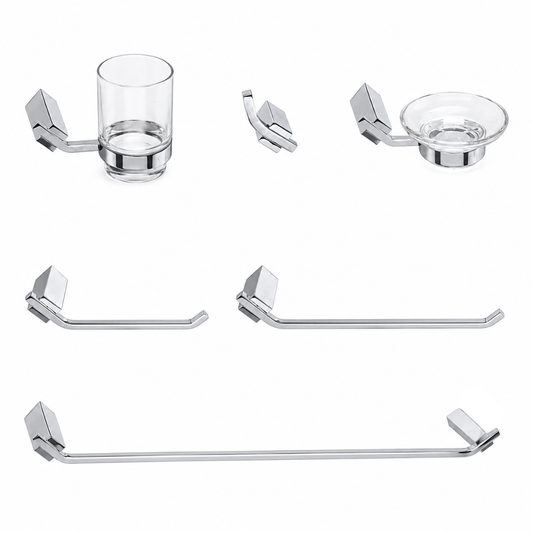 Set de 6 accesorios para baño Oslo en acero inoxidable cromado