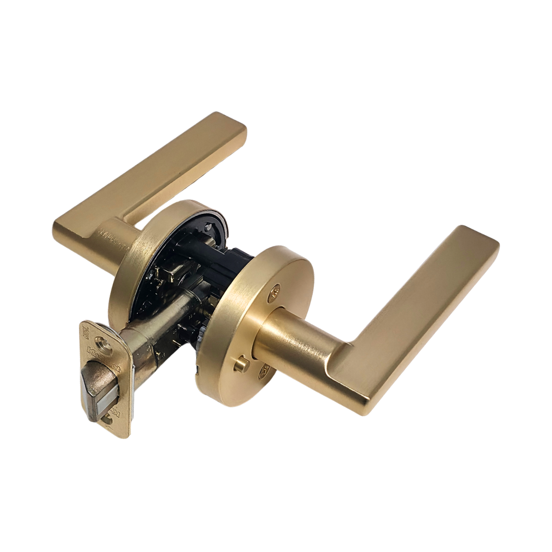 Cerradura tipo palanca sin llave en acero inoxidable dorado