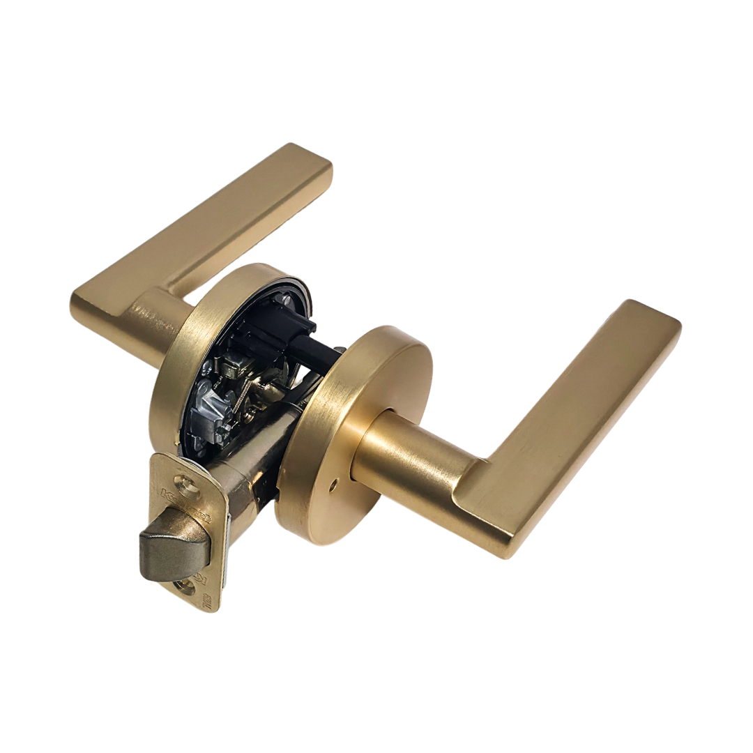 Cerradura tipo palanca sin llave en acero inoxidable dorado