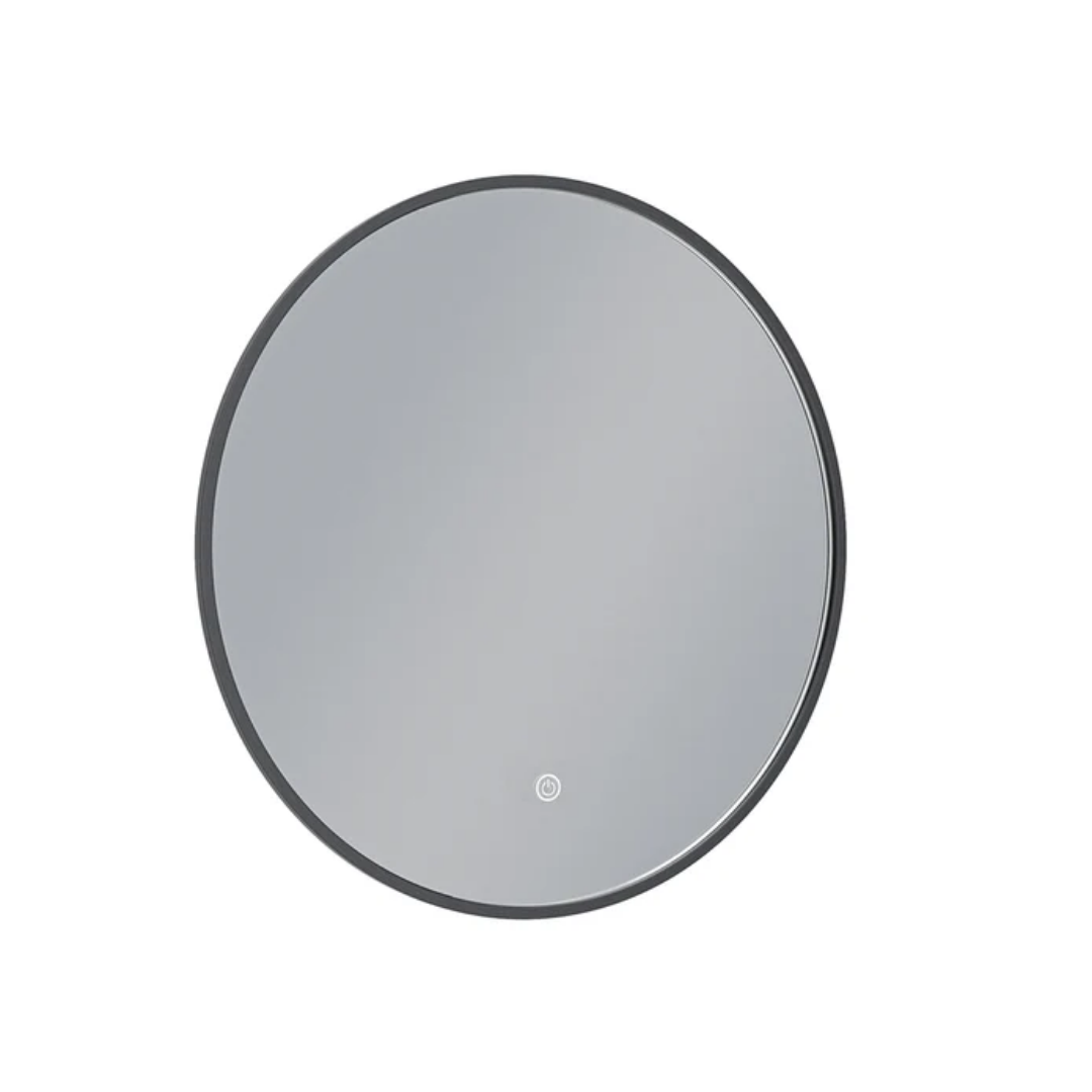 Espejo con luz LED y marco negro - Circular 60 cm -3 tonos de luz regulables