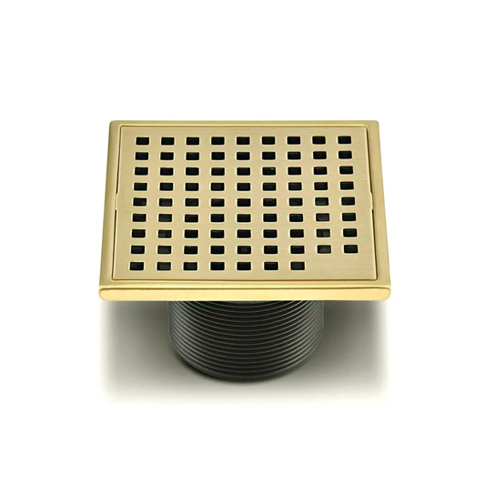 Desagüe de Baño Cuadrada 4"x4" en Acero Inoxidable (Dorada)