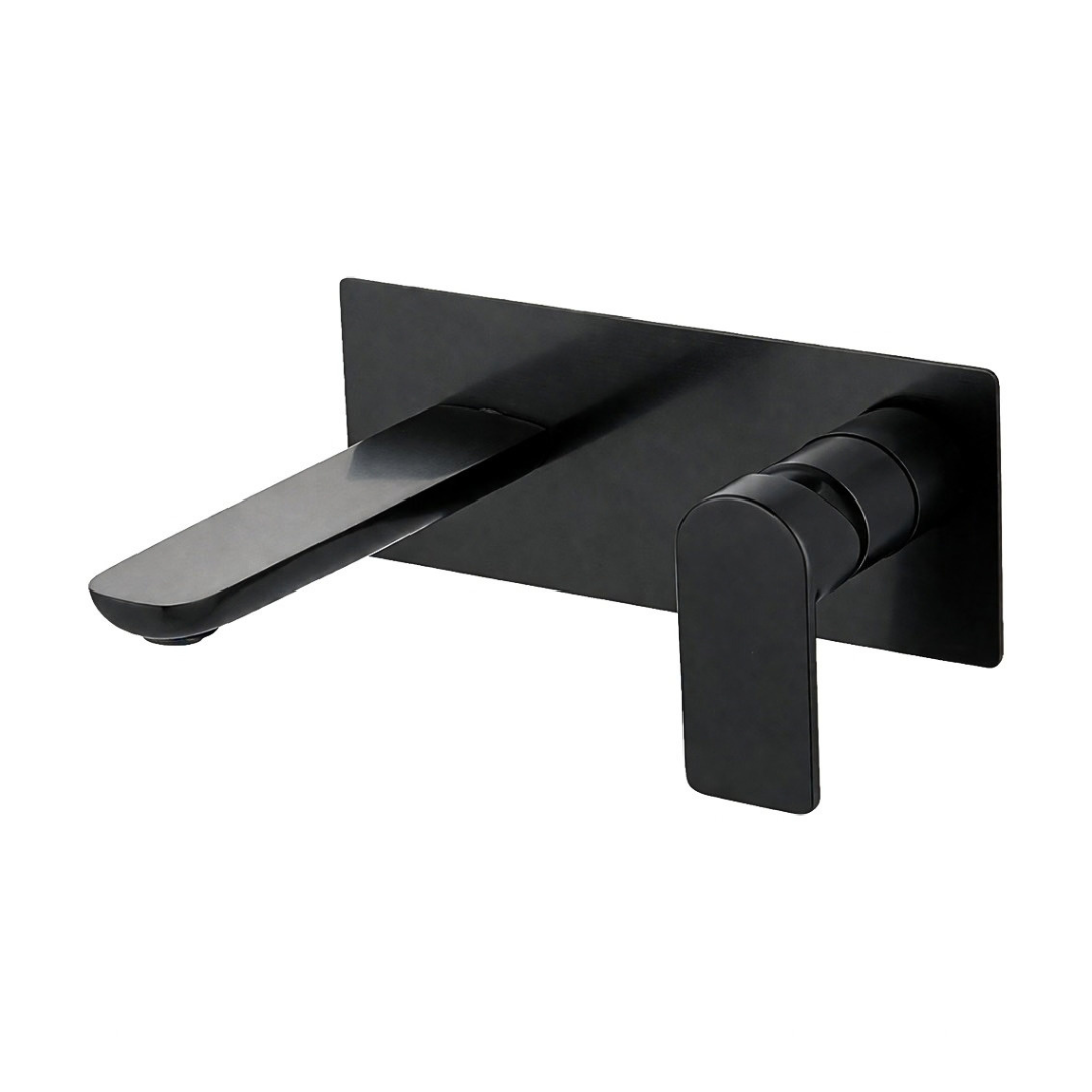 Grifo monomando de pared para lavamanos Kennedy en acero inoxidable negro - Doble temperatura