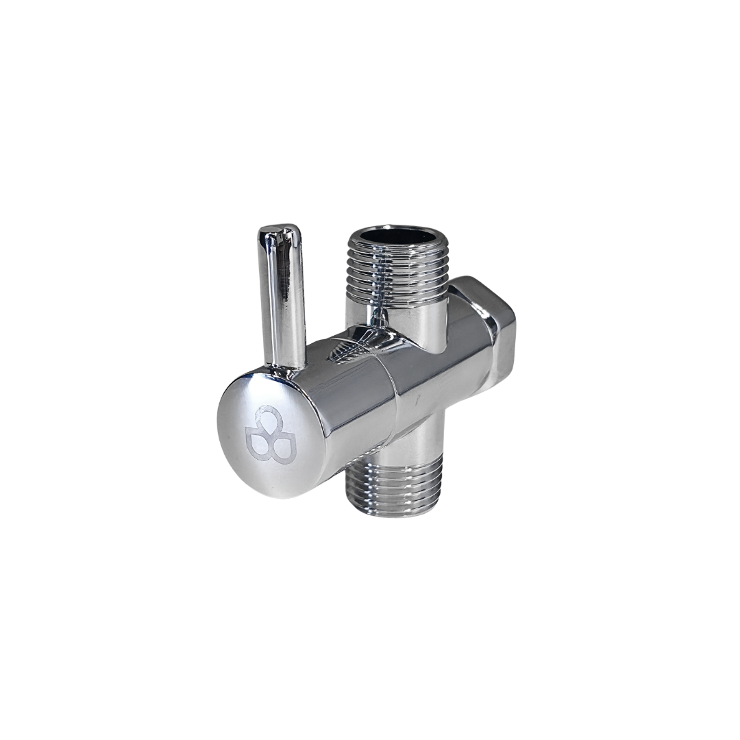Llave de ángulo doble ½" en acero inoxidable cromado