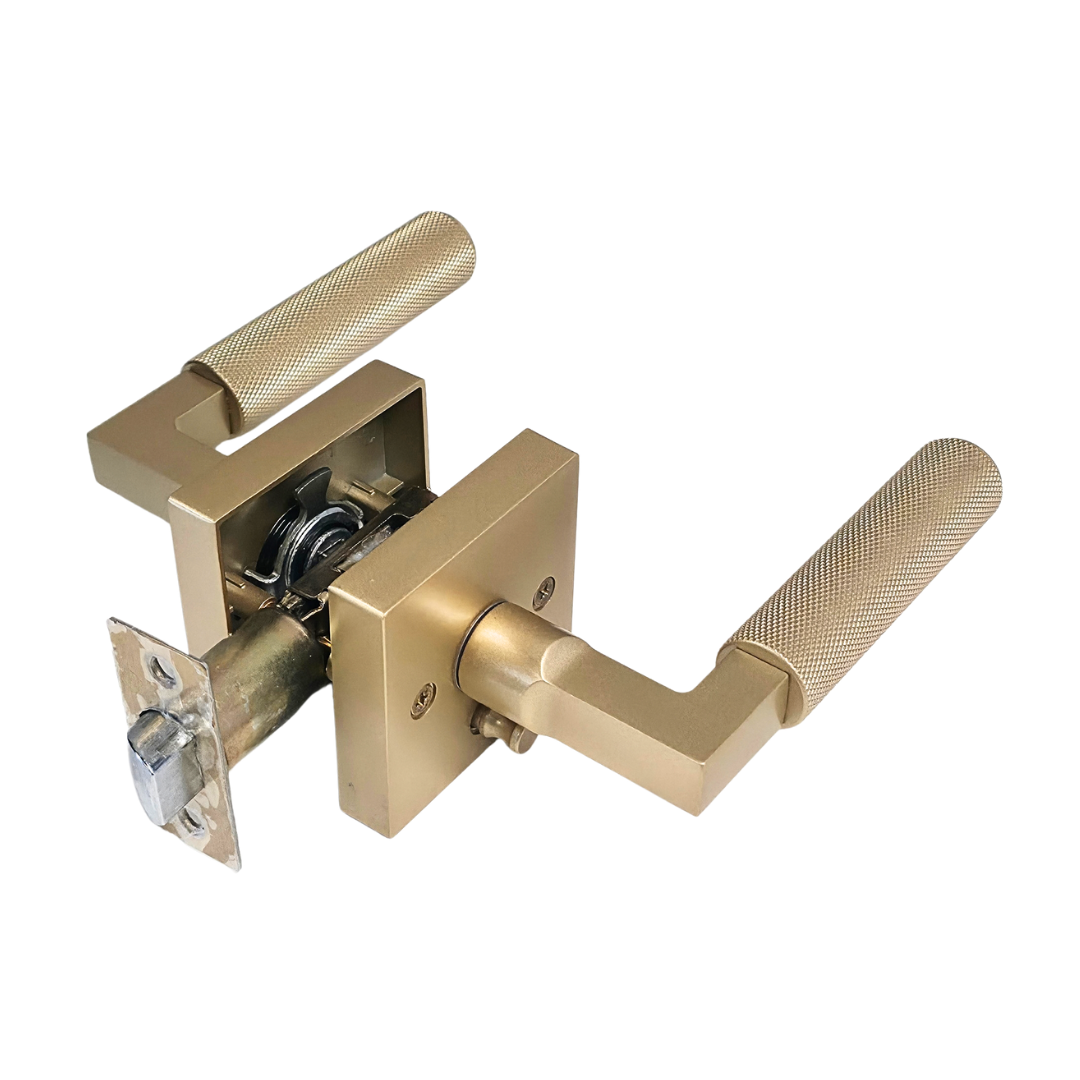 Cerradura tipo palanca sin llave en acero inoxidable dorado