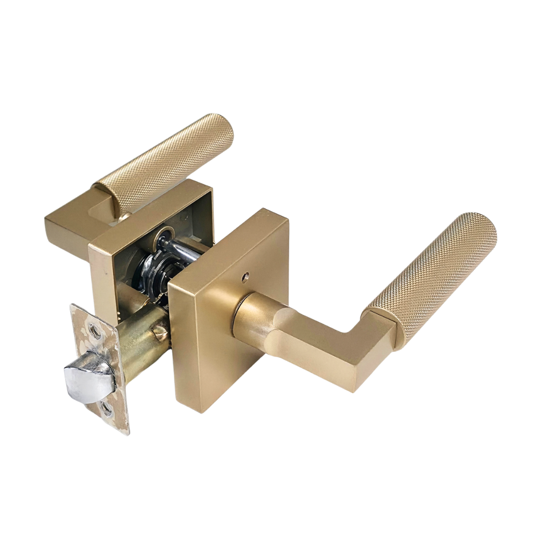 Cerradura tipo palanca sin llave en acero inoxidable dorado