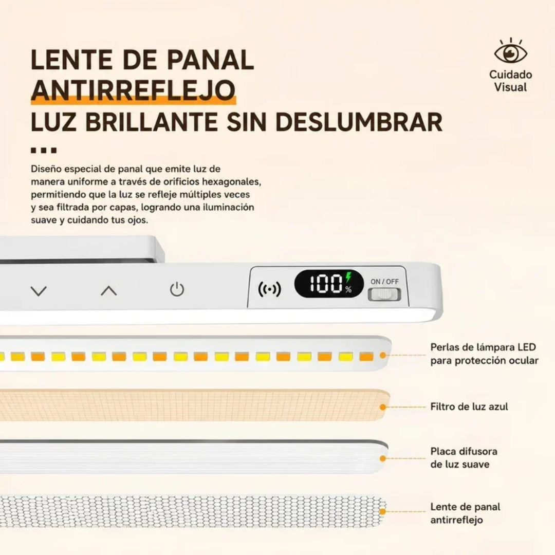 Lámpara LED recargable con control y base magnética ajustable de 5 temperaturas