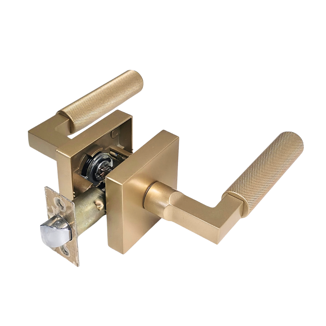 Cerradura tipo palanca sin llave en acero inoxidable dorado (sin seguro)