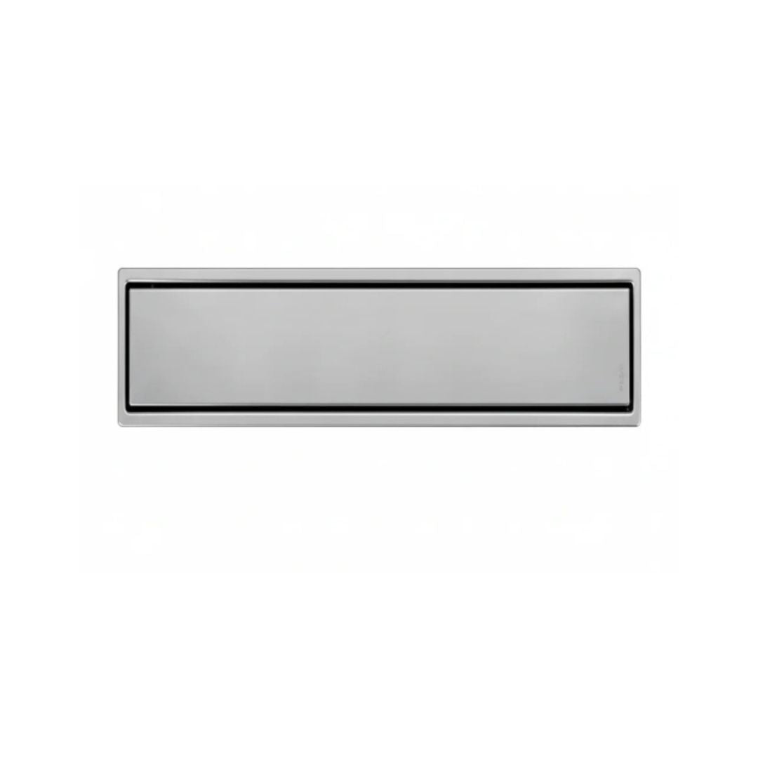 Desagüe de Baño Rectangular para Baldosa en Corte 12" x 3" en Acero Inoxidable acabado Satinado