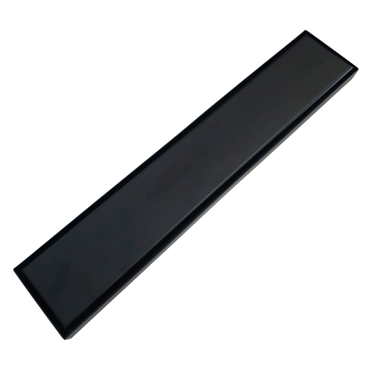 Desagüe para piso lineal 40 x 8 cm con doble función para inserción de baldosa en acero inoxidable negro