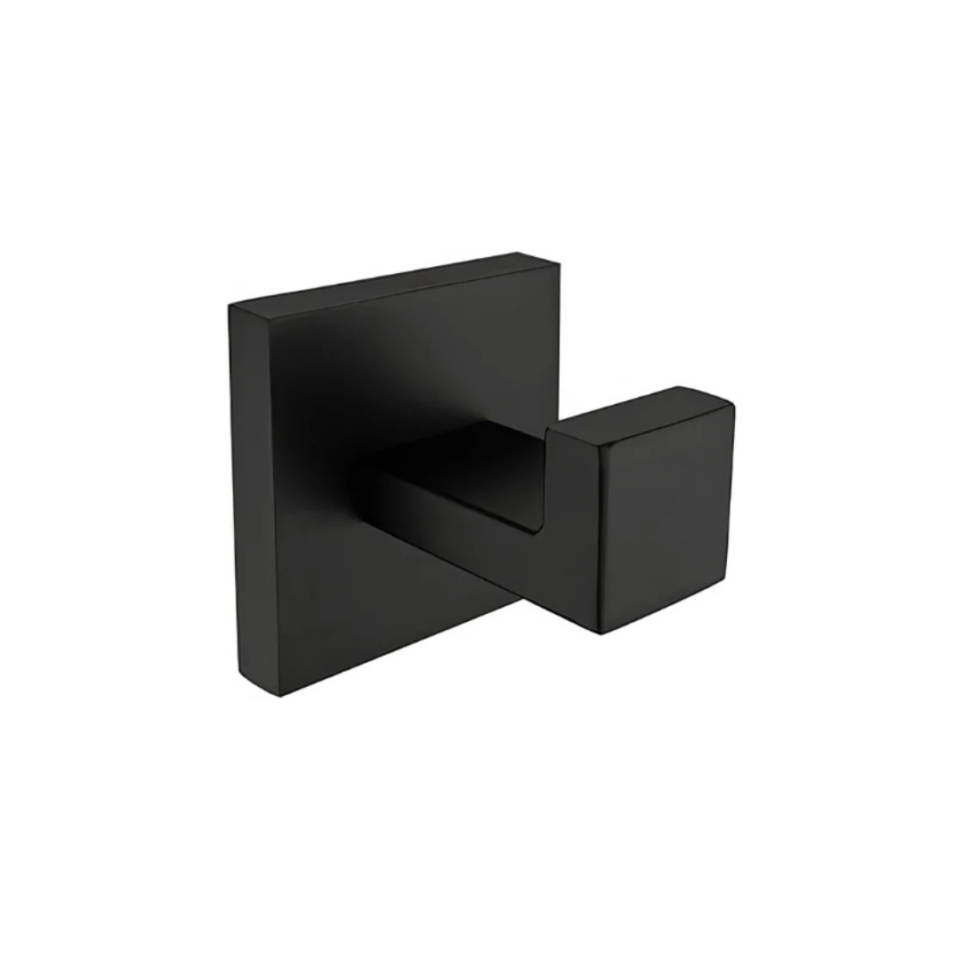 Gancho de pared cuadrado para toalla en acero inoxidable negro