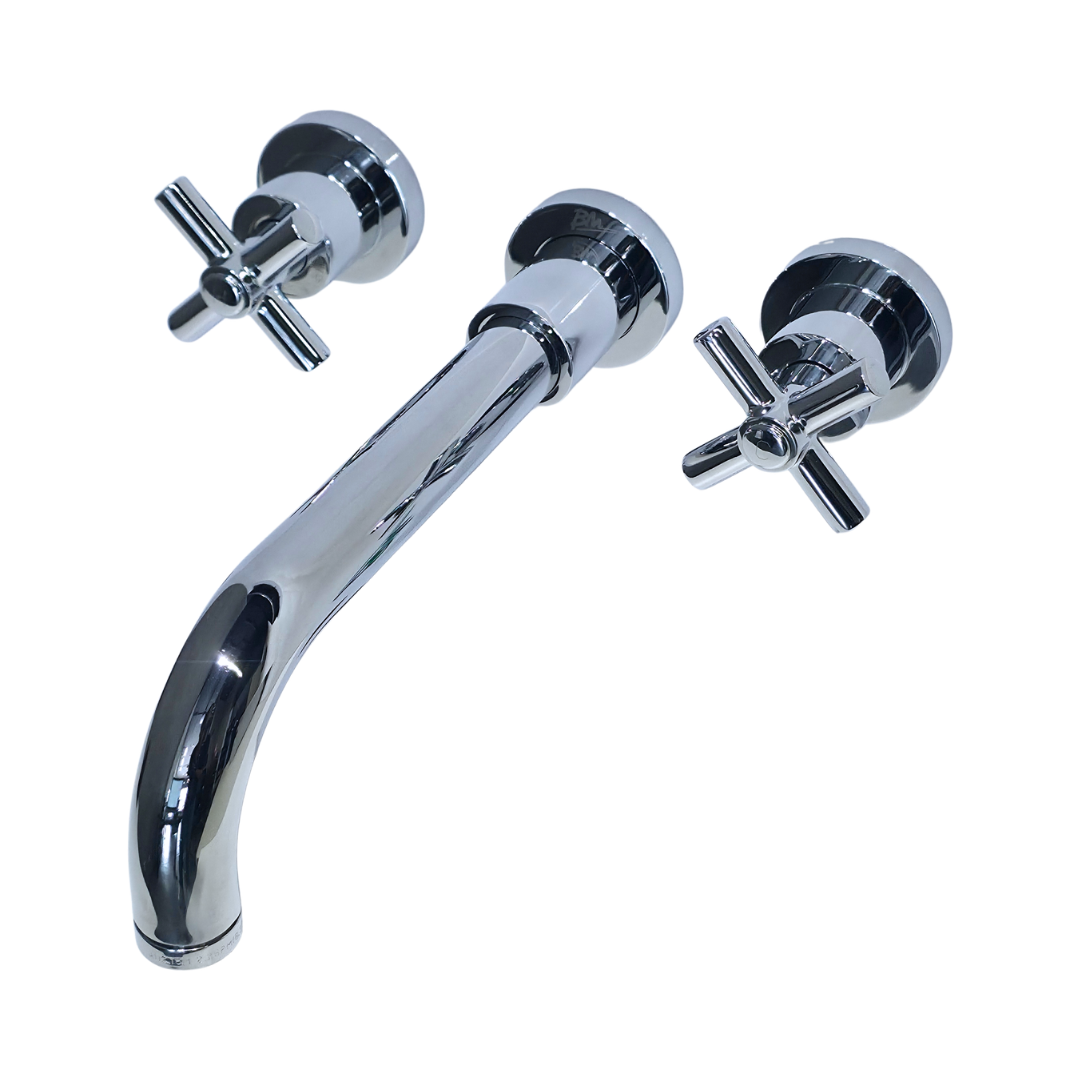 Grifo doble de pared para lavamanos Boston en acero inoxidable cromado - Doble temperatura