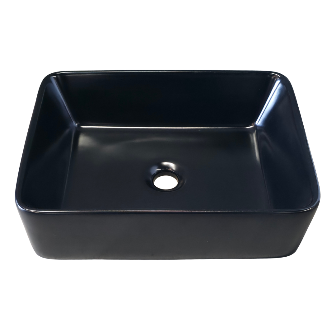 Lavamanos Tipo Bowl Cerámico Rectangular (47x37CM) con Acabado Negro