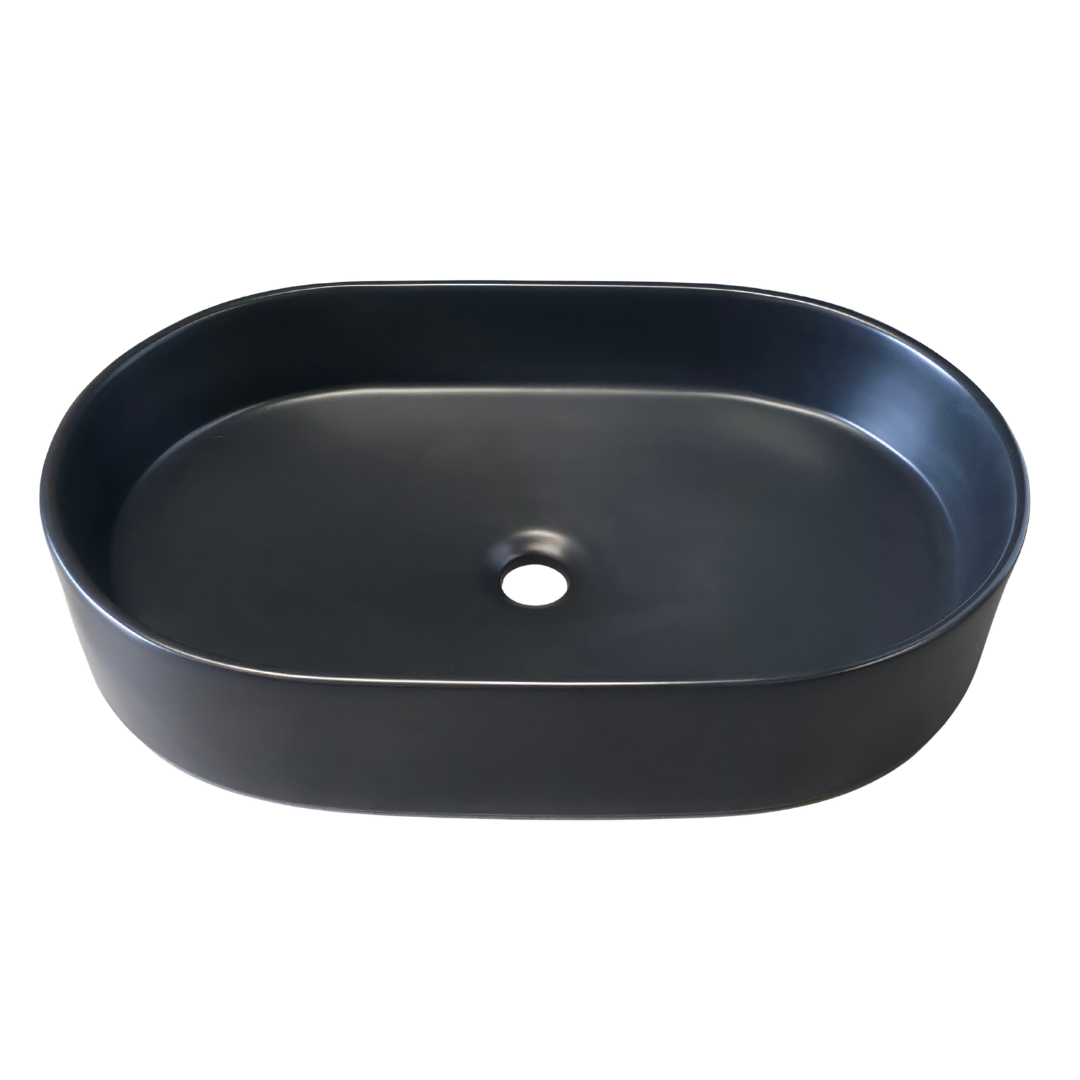 Lavamanos tipo Bowl Cerámico Ovalado Negro – 61.5 × 38.5 × 12.5 cm