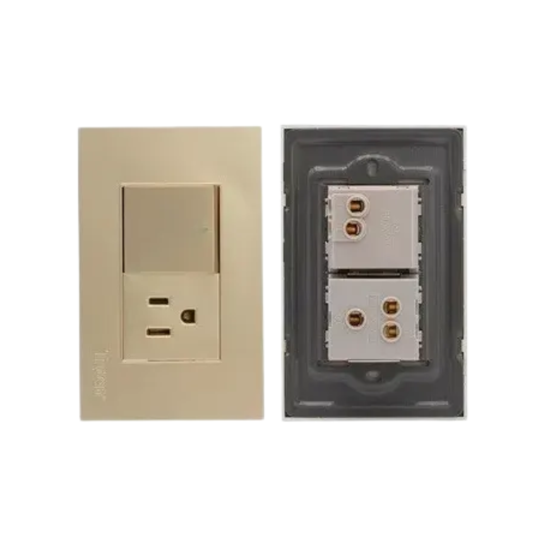 Tomacorriente con interruptor sencillo estándar 110V 10AMP - Dorado