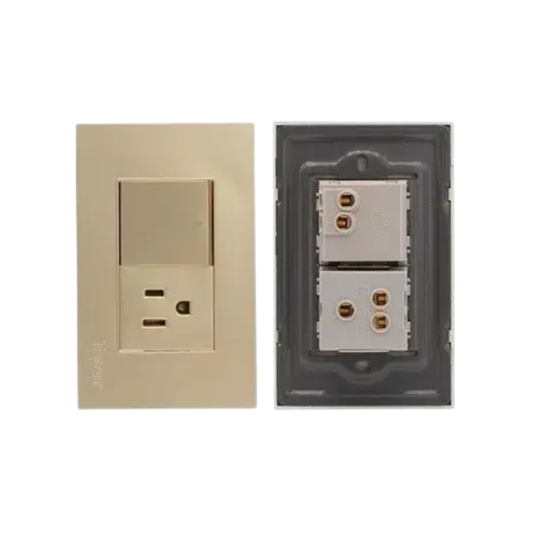 Tomacorriente con interruptor sencillo estándar 110V 10AMP - Dorado