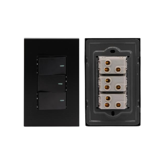 Interruptor triple de 3 vías 110V 10AMP - Negro