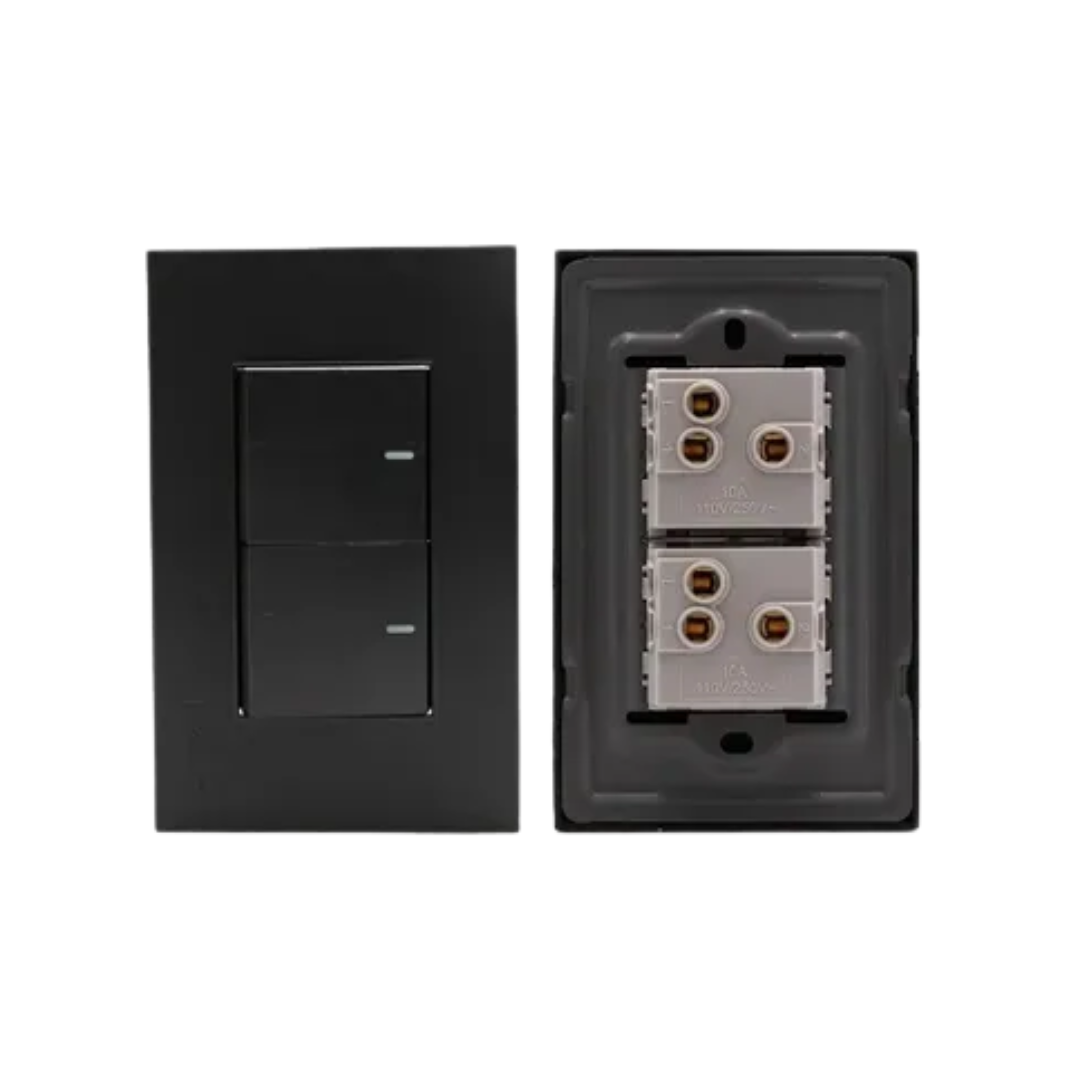 Interruptor doble de 3 vías 110V 10AMP - Negro