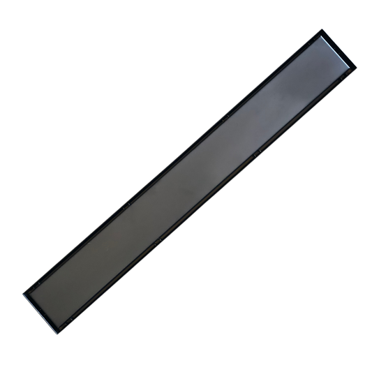 Desagüe para piso lineal 60 x 8 cm con doble función para inserción de baldosa en acero inoxidable negro