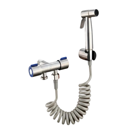 Juego de ducha higiénica tipo bidet Aquafina en acero inoxidable y ABS satinado