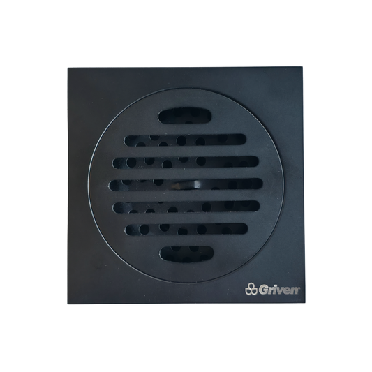 Desagüe para piso cuadrado 4" x 4" con antiolores en acero inoxidable negro