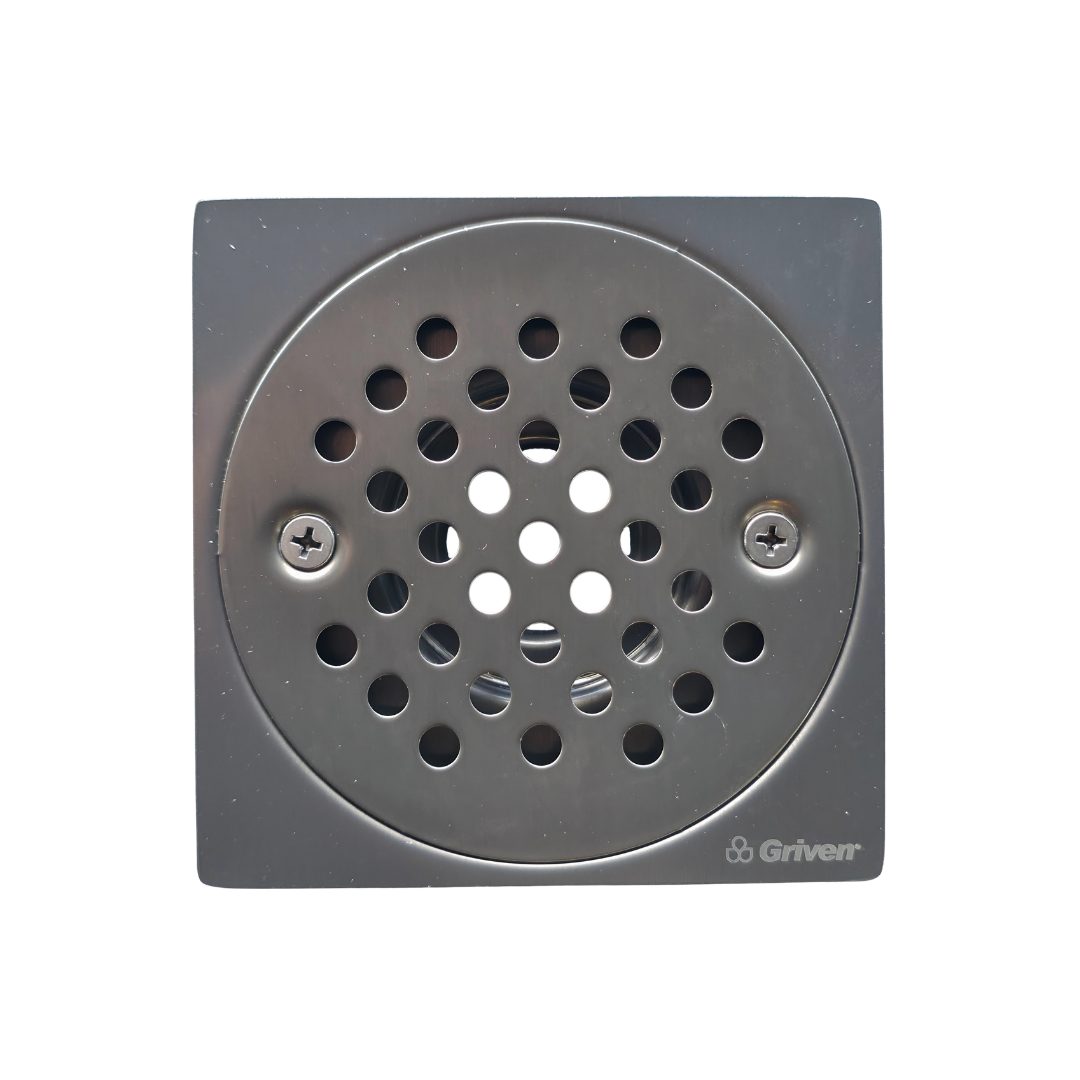 Desagüe para piso cuadrado 4" x 4" sencillo en acero inoxidable gunmetal