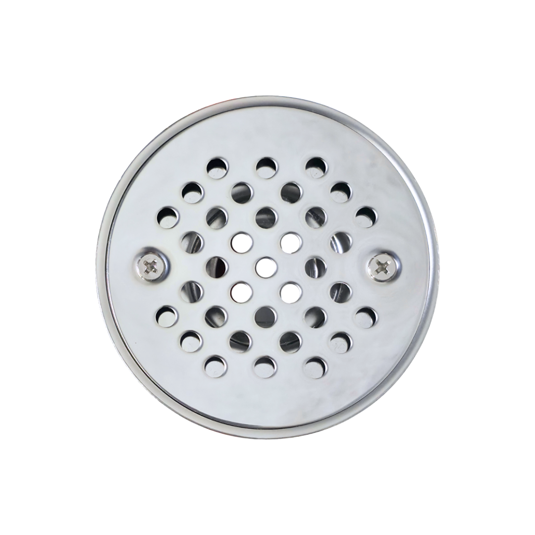 Desagüe para piso redondo 4" sencillo en acero inoxidable cromado