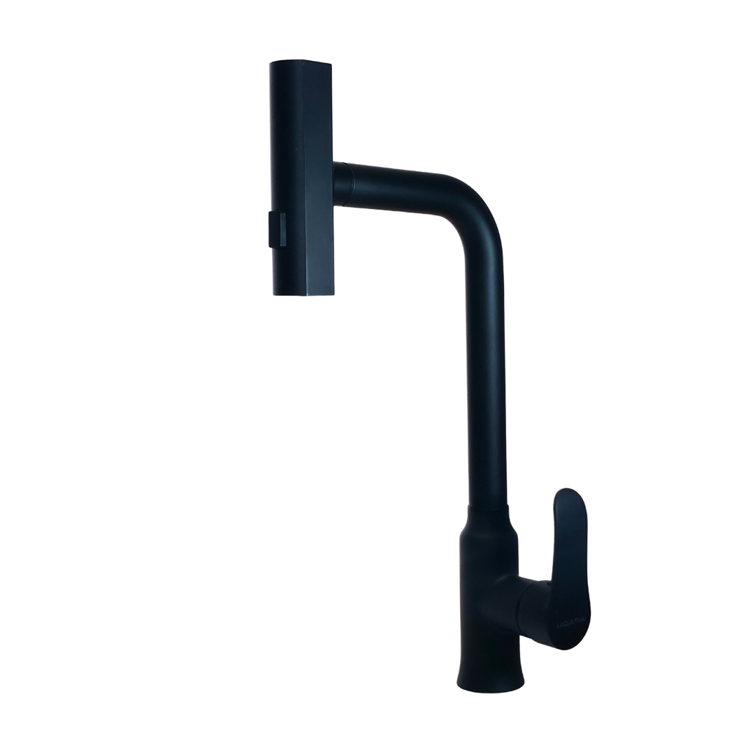 Grifo monomando para fregadero Ópalo con cuello extensible en acero inoxidable negro - Doble temperatura