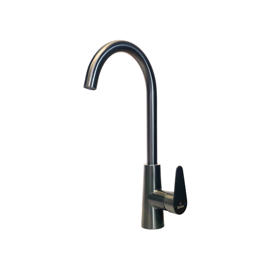 Grifo monomando para fregadero con cuello cisne en acero inoxidable gunmetal - Doble temperatura