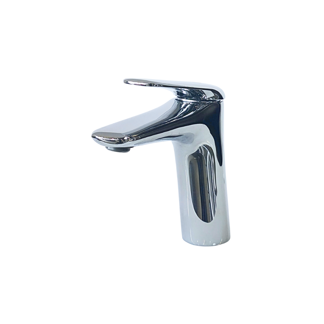 Grifo monomando bajo para lavamanos XMD en acero inoxidable cromado - Doble temperatura