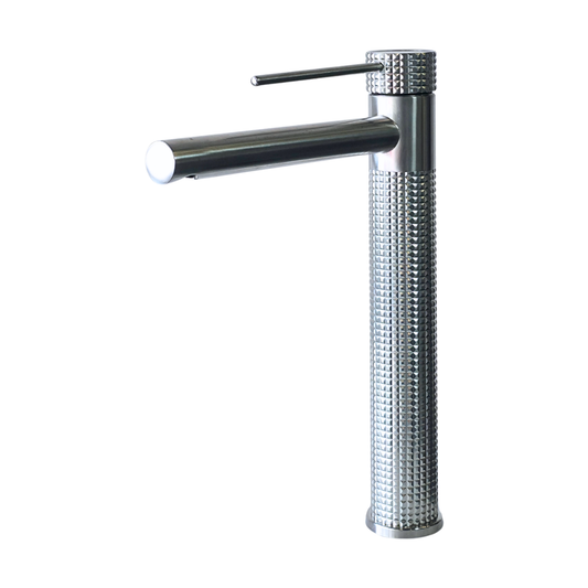 Grifo monomando alto para lavamanos Bahit en acero inoxidable satinado - Doble temperatura