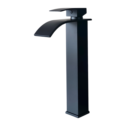 Grifo monomando alto para lavamanos Azurita en acero inoxidable negro - Doble temperatura