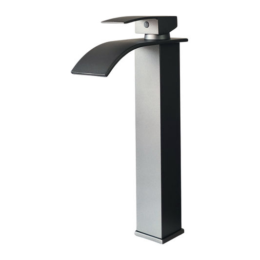 Grifo monomando alto para lavamanos Azurita en acero inoxidable gunmetal - Doble temperatura