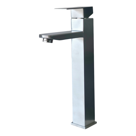Grifo monomando alto para lavamanos Kennedy en acero inoxidable satinado - Doble temperatura