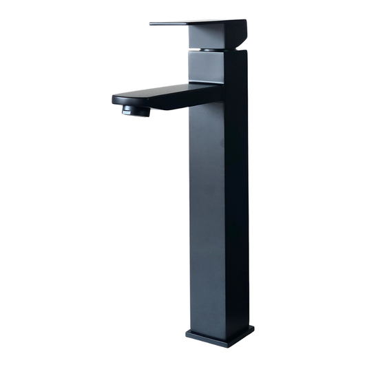 Grifo monomando alto para lavamanos Kennedy en acero inoxidable negro - Doble temperatura